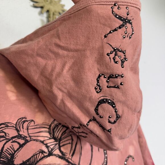 Key Y2K Jacket Womens Small Koi Fish Studded Hoodie Tattoo Art Asian Key Closet - Picture 9 of 12